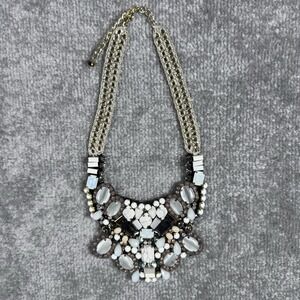 Nocturne Necklace Statement Layered Collar Leather Backed Beads Stone Metallic